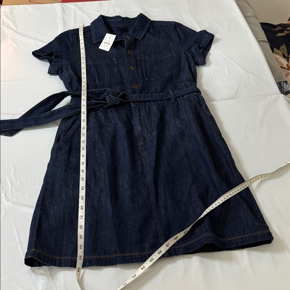 J.Crew Denim Mini Dress Blue Short Sleeve Sz 8 | Casual Chic Summer Style - Picture 9 of 10